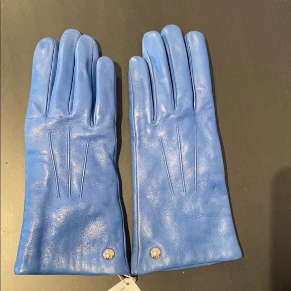 Coach blue leather gloves